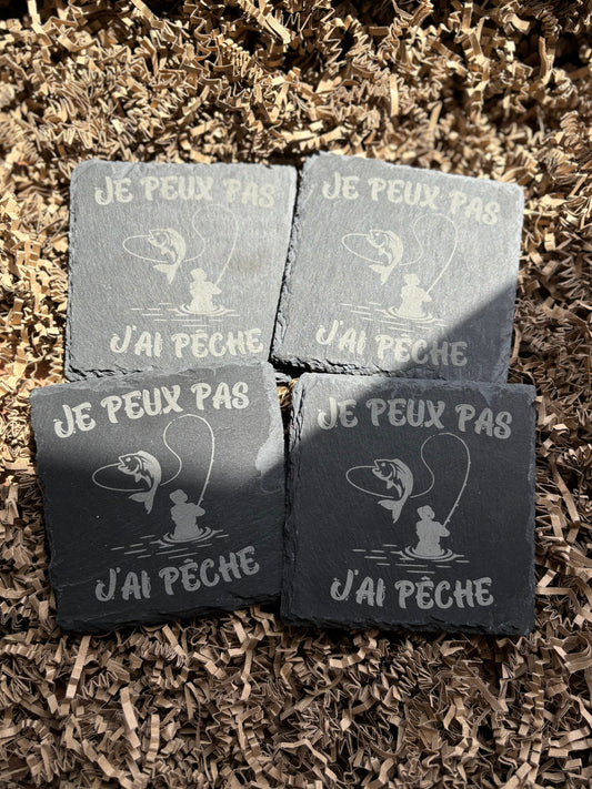 Sous verres ardoise "Pêche"